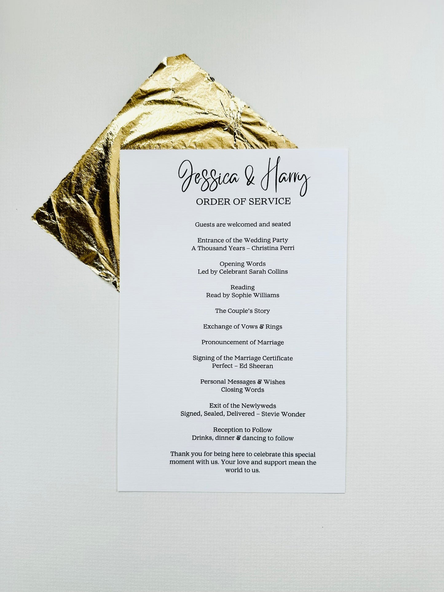 Order of Service - The Langham Collection