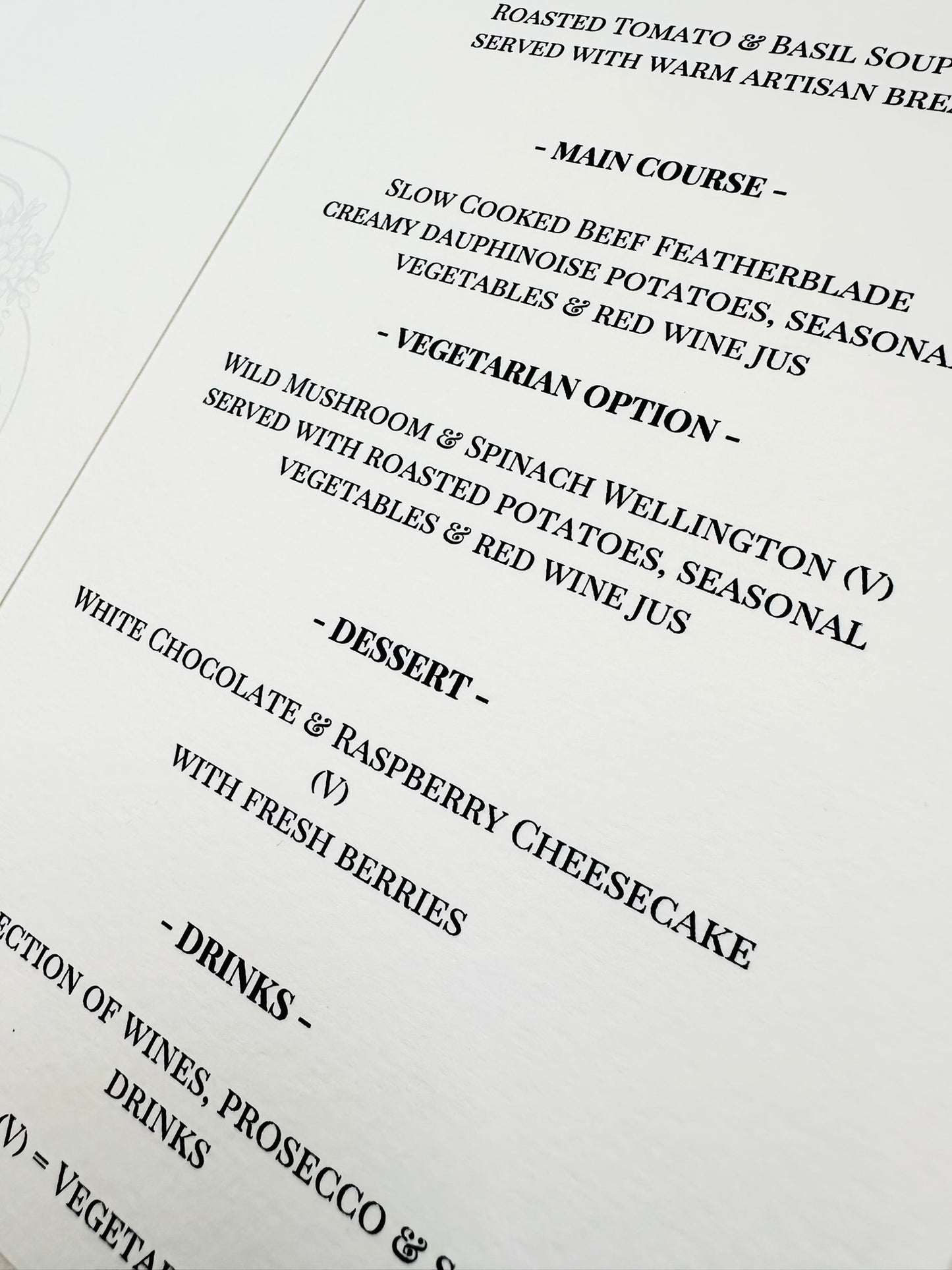Menu Cards - The Barrowden Collection