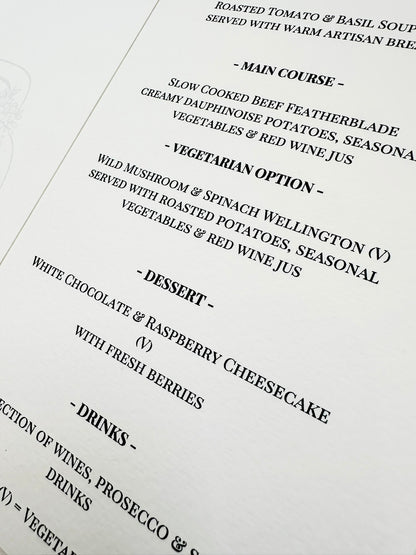 Menu Cards - The Barrowden Collection