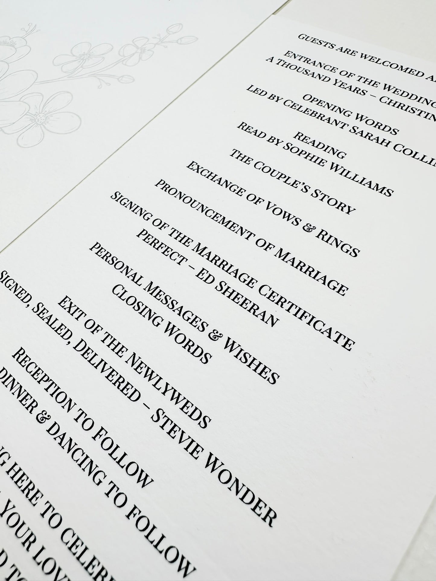Order of Service - The Barrowden Collection