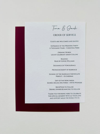 Order of Service - The Hambleton Collection