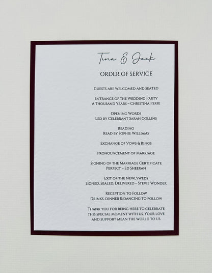 Order of Service - The Hambleton Collection