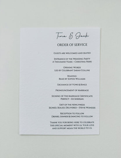 Order of Service - The Hambleton Collection