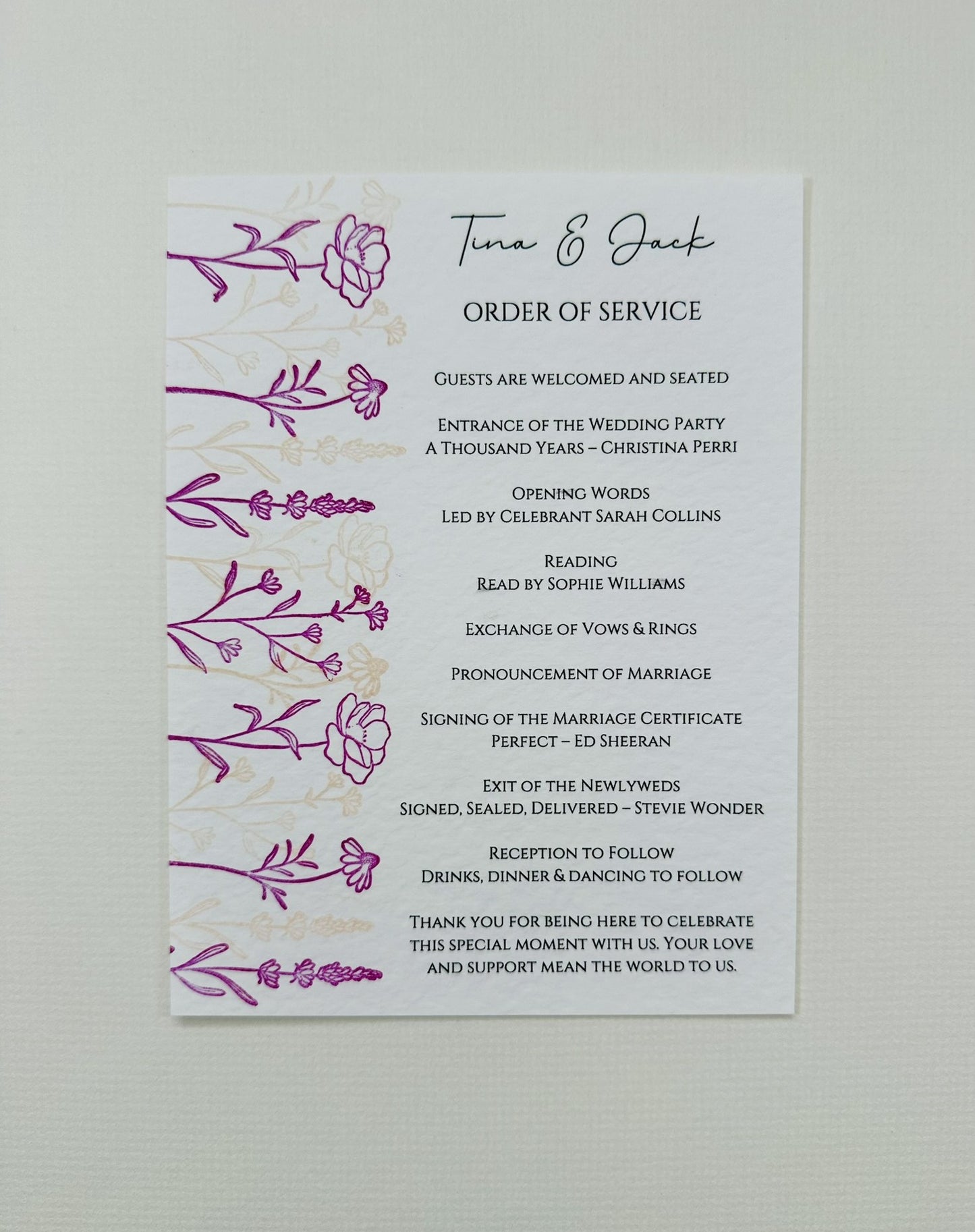 Order of Service - The Hambleton Collection