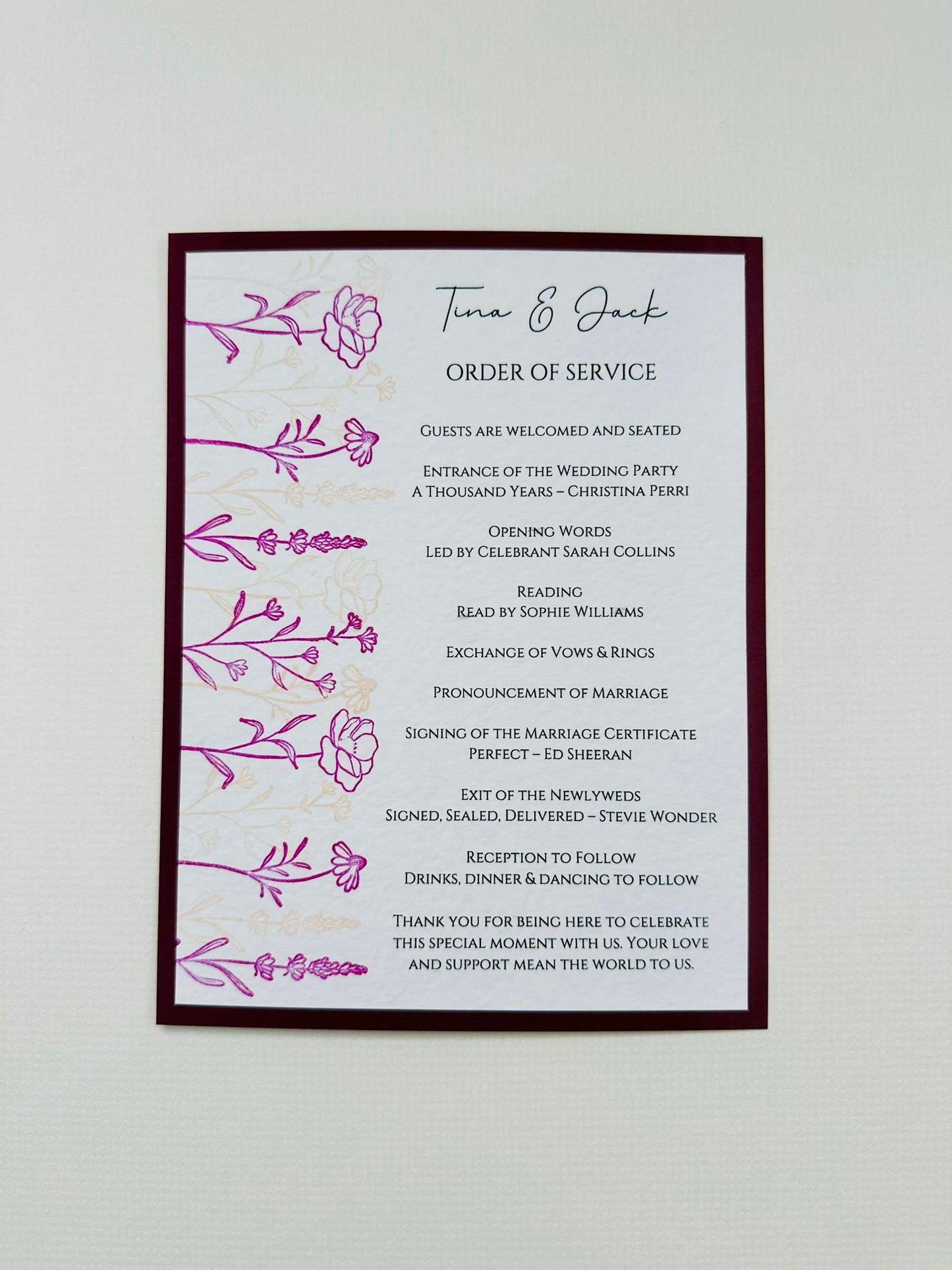 Order of Service - The Hambleton Collection