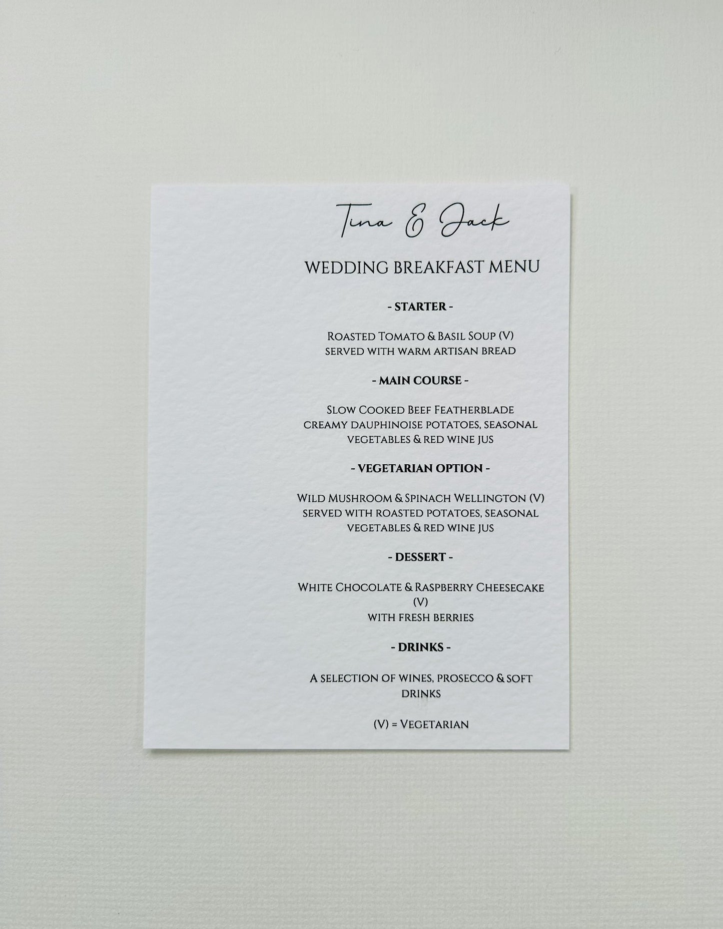 Menu Cards - The Hambleton Collection