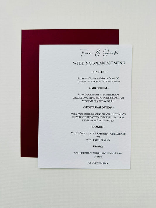 Menu Cards - The Hambleton Collection