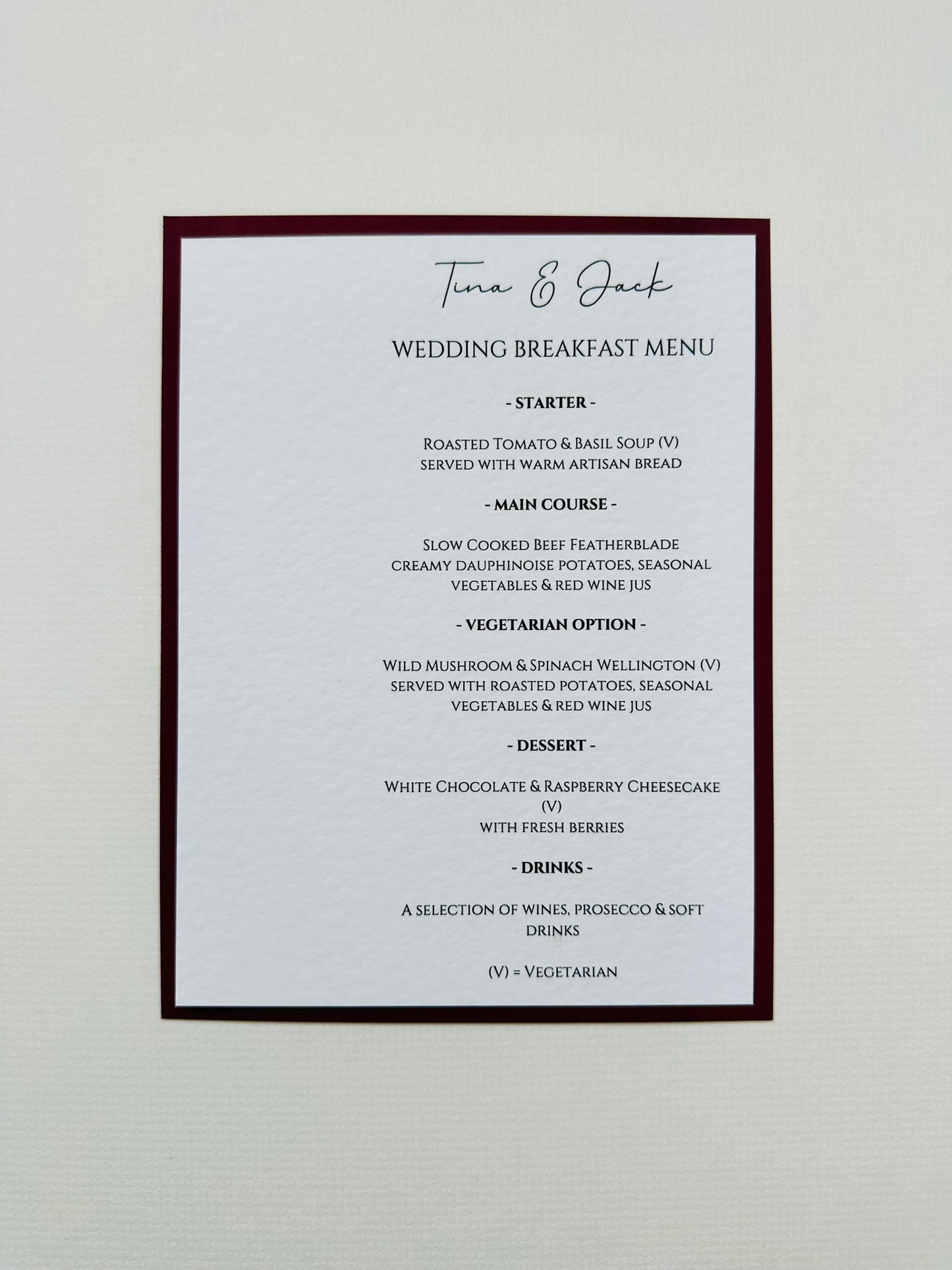 Menu Cards - The Hambleton Collection